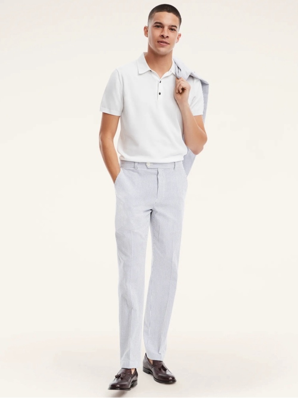 Brooks Brothers Milano Blue White Seersucker Pants Men’s 34 Classic Summer